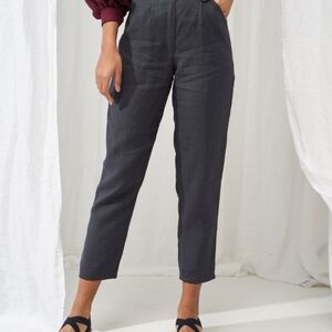 Linen Handmade Studio Tapered Linen Moss Green Pants